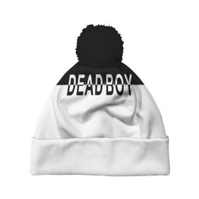 Шапка 3D c помпоном с принтом DEAD BOY   BONES в Белгороде, 100% полиэстер | универсальный размер, печать по всей поверхности изделия | bones | cloudrap | dead | deadboy | logo | music | rap | sesh | боунс | клаудреп | кости | лого | музыка | реп