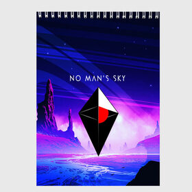 Скетчбук с принтом NO MANS SKY 2019 в Белгороде, 100% бумага
 | 48 листов, плотность листов — 100 г/м2, плотность картонной обложки — 250 г/м2. Листы скреплены сверху удобной пружинной спиралью | game | hill | hills | mounatin | mounatins | nms | no mans sky | planet | rock | rocks | sky | snow | space | winter | игры | планеты