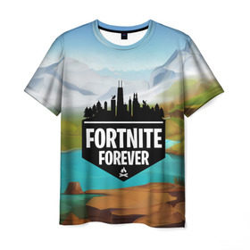 Мужская футболка 3D с принтом Fortnite Forever в Белгороде, 100% полиэфир | прямой крой, круглый вырез горловины, длина до линии бедер | battle royale | fortnite | fortnite battle royale | futuresynth | game | outrun | retrowave | synth | synthwave | игры | ретровейв | синтвейв | фортнайт