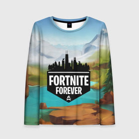 Женский лонгслив 3D с принтом Fortnite Forever в Белгороде, 100% полиэстер | длинные рукава, круглый вырез горловины, полуприлегающий силуэт | battle royale | fortnite | fortnite battle royale | futuresynth | game | outrun | retrowave | synth | synthwave | игры | ретровейв | синтвейв | фортнайт