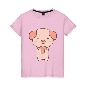 Женская футболка хлопок Милая свинка купить в Белгороде