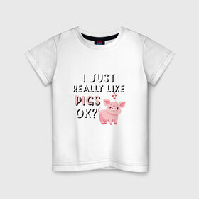 Детская футболка хлопок с принтом Очень люблю свиней в Белгороде, 100% хлопок | круглый вырез горловины, полуприлегающий силуэт, длина до линии бедер | 2019 | дед мороз | дом | елка | желание | животные | зима | кабан | милый | мороз | настроение | новый год | пеппа | подарок | позитив | поросенок | праздник | радость | рождество | салют | санта клаус