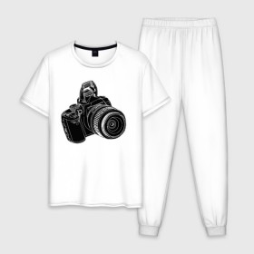 Мужская пижама хлопок с принтом зеркалка в Белгороде, 100% хлопок | брюки и футболка прямого кроя, без карманов, на брюках мягкая резинка на поясе и по низу штанин
 | фото | фотограф | фотография