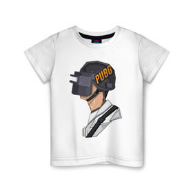 Детская футболка хлопок с принтом PUBG minimal в Белгороде, 100% хлопок | круглый вырез горловины, полуприлегающий силуэт, длина до линии бедер | fortnite | gaming | minimal | pubg | pubgfunny | pubgmeme | pubgmemes | pubgmobile | pubgxbox | минимализм | пубг