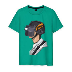 Мужская футболка хлопок с принтом PUBG minimal в Белгороде, 100% хлопок | прямой крой, круглый вырез горловины, длина до линии бедер, слегка спущенное плечо. | fortnite | gaming | minimal | pubg | pubgfunny | pubgmeme | pubgmemes | pubgmobile | pubgxbox | минимализм | пубг