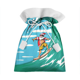 Подарочный 3D мешок с принтом Cool Santa в Белгороде, 100% полиэстер | Размер: 29*39 см | cool | creative | design | holiday | merry christmas | new year | sea | summer | surfing | wave | волна | дизайн | канары | креатив | круто | лето | море | новый год | рождество | сёрфинг