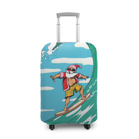 Чехол для чемодана 3D с принтом Cool Santa в Белгороде, 86% полиэфир, 14% спандекс | двустороннее нанесение принта, прорези для ручек и колес | cool | creative | design | holiday | merry christmas | new year | sea | summer | surfing | wave | волна | дизайн | канары | креатив | круто | лето | море | новый год | рождество | сёрфинг