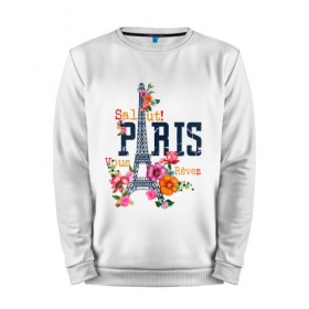 Мужской свитшот хлопок с принтом Salut PARIS в Белгороде, 100% хлопок |  | paris | башня | париж | салют | франция | французская | цветочки | цветы | эйфелева башня | эйфелевая башня