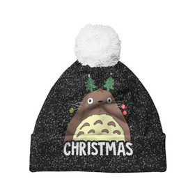 Шапка 3D c помпоном с принтом Totoro Christmas в Белгороде, 100% полиэстер | универсальный размер, печать по всей поверхности изделия | anime | christmas | moon | myneighbortotoro | night | totoro | xmas | аниме | канта | кодомо | котобус | кусакабэ | мэй | рождество | сусуватари | тацуо | тоторо | хаяомиядзаки | ясуко