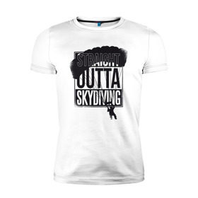 Мужская футболка премиум с принтом Парашютист в Белгороде, 92% хлопок, 8% лайкра | приталенный силуэт, круглый вырез ворота, длина до линии бедра, короткий рукав | skydiving | небо | парашют | парашютист | парашютный спорт