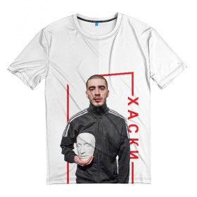 Мужская футболка 3D с принтом Хаски в Белгороде, 100% полиэфир | прямой крой, круглый вырез горловины, длина до линии бедер | 