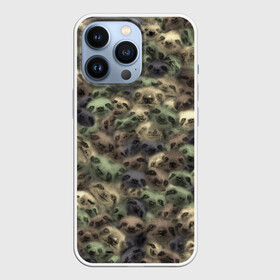 Чехол для iPhone 13 Pro с принтом Камуфляж с ленивцами в Белгороде,  |  | sloth | бездельник | джунгли | животные | ленивец | ленивый | лентяй | лицо | милитари | паттрен | тропики | тропический | хаки