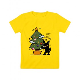 Детская футболка хлопок с принтом Merry Christmas в Белгороде, 100% хлопок | круглый вырез горловины, полуприлегающий силуэт, длина до линии бедер | 2019 | дед мороз | дом | елка | желание | животные | зима | кабан | милый | мороз | настроение | новый год | пеппа | подарок | позитив | поросенок | праздник | радость | рождество | санта клаус | свинка