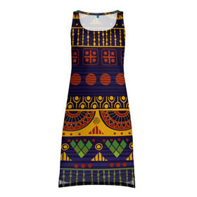 Платье-майка 3D с принтом Африканский узор в Белгороде, 100% полиэстер | полуприлегающий силуэт, широкие бретели, круглый вырез горловины, удлиненный подол сзади. | africa | african pattern | background | pattern | texture | африка | африканский узор | текстура | узор | фигуры | фон
