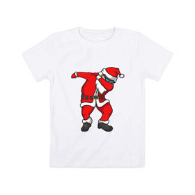 Детская футболка хлопок с принтом Dabbing Santa в Белгороде, 100% хлопок | круглый вырез горловины, полуприлегающий силуэт, длина до линии бедер | 