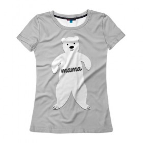 Женская футболка 3D с принтом Mama Bear в Белгороде, 100% полиэфир ( синтетическое хлопкоподобное полотно) | прямой крой, круглый вырез горловины, длина до линии бедер | 2019 | family look | merry christmas | new year | год свиньи | зима | новый год | праздник | рождество | фэмили лук
