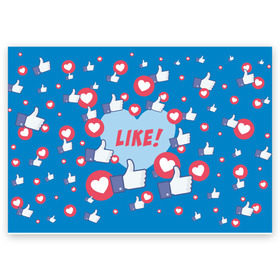 Поздравительная открытка с принтом Лайки и сердечки в Белгороде, 100% бумага | плотность бумаги 280 г/м2, матовая, на обратной стороне линовка и место для марки
 | Тематика изображения на принте: facebook | like | love | абстракция | класс | лайки | палецвверх | сердечки | фейсбук