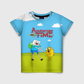 Детская футболка 3D с принтом Adventure Time в Белгороде, 100% гипоаллергенный полиэфир | прямой крой, круглый вырез горловины, длина до линии бедер, чуть спущенное плечо, ткань немного тянется | 