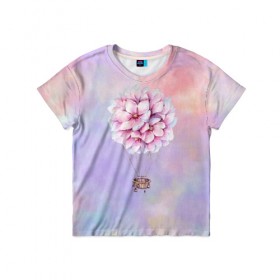 Детская футболка 3D с принтом Нежный Воздушный Шар в Белгороде, 100% гипоаллергенный полиэфир | прямой крой, круглый вырез горловины, длина до линии бедер, чуть спущенное плечо, ткань немного тянется | акварель | гортензия | картина | краски | милый | пастель | розы | цветок | цветы