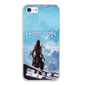 Чехол для iPhone 5/5S матовый с принтом HORIZON ZERO DAWN в Белгороде, Силикон | Область печати: задняя сторона чехла, без боковых панелей | aloy | game | horizon zero dawn | hunter | machine | mecha | robot | snow | spear | the frozen wilds | weapon | игры | постапокалипсис | роботы | фентези | элой