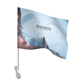Флаг для автомобиля с принтом Horizon Zero Dawn в Белгороде, 100% полиэстер | Размер: 30*21 см | aloy | game | horizon zero dawn | hunter | machine | mecha | robot | snow | spear | the frozen wilds | weapon | игры | постапокалипсис | роботы | фентези | элой