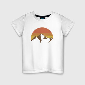 Детская футболка хлопок с принтом Вершины гор и осеннее солнце в Белгороде, 100% хлопок | круглый вырез горловины, полуприлегающий силуэт, длина до линии бедер | вершины | горы | дизайн | красота | осень | пейзаж | природа | снег | солнце | стиль