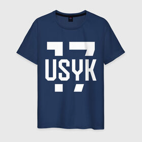 Мужская футболка хлопок с принтом USYK 17 в Белгороде, 100% хлопок | прямой крой, круглый вырез горловины, длина до линии бедер, слегка спущенное плечо. | Тематика изображения на принте: 