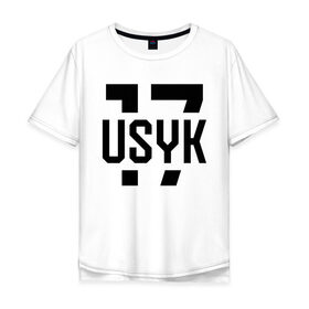 Мужская футболка хлопок Oversize с принтом USYK 17 в Белгороде, 100% хлопок | свободный крой, круглый ворот, “спинка” длиннее передней части | usyk | wbc | боец | бокс | боксер | украина | усик | чемпион