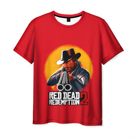 Мужская футболка 3D с принтом RED DEAD REDEMPTION 2 в Белгороде, 100% полиэфир | прямой крой, круглый вырез горловины, длина до линии бедер | 