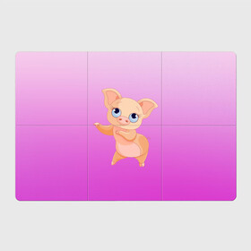 Магнитный плакат 3Х2 с принтом Танцующая свинка в Белгороде, Полимерный материал с магнитным слоем | 6 деталей размером 9*9 см | Тематика изображения на принте: 2019 | голубоглазая | новыйгод | поросенок | пятачок | розовый | свинка | символгода | танцующаясвинка | танцы