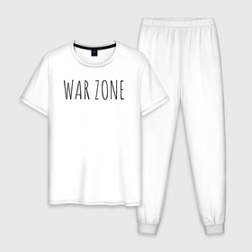 Мужская пижама хлопок с принтом WAR ZONE в Белгороде, 100% хлопок | брюки и футболка прямого кроя, без карманов, на брюках мягкая резинка на поясе и по низу штанин
 | trend | war zone | warzone | военная зона