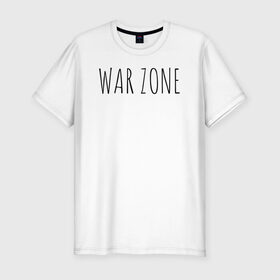 Мужская футболка премиум с принтом WAR ZONE в Белгороде, 92% хлопок, 8% лайкра | приталенный силуэт, круглый вырез ворота, длина до линии бедра, короткий рукав | trend | war zone | warzone | военная зона