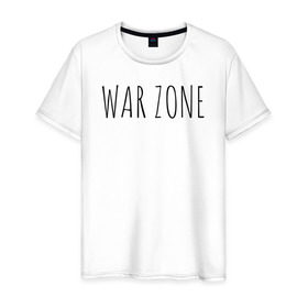 Мужская футболка хлопок с принтом WAR ZONE в Белгороде, 100% хлопок | прямой крой, круглый вырез горловины, длина до линии бедер, слегка спущенное плечо. | trend | war zone | warzone | военная зона