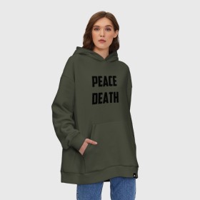 Худи SuperOversize хлопок с принтом PEACE DEATH в Белгороде, 70% хлопок, 30% полиэстер, мягкий начес внутри | карман-кенгуру, эластичная резинка на манжетах и по нижней кромке, двухслойный капюшон
 | 