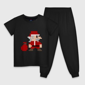 Детская пижама хлопок с принтом Pixel Santa в Белгороде, 100% хлопок |  брюки и футболка прямого кроя, без карманов, на брюках мягкая резинка на поясе и по низу штанин
 | Тематика изображения на принте: 8 bit | 8 бит | 8bit | geek | oldschool | pixel | santa | santa claus | дед мороз | игра | олдскул | пиксель | пиксельный | санта | санта клаус