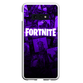 Чехол для Samsung S10E с принтом FORTNITE в Белгороде, Силикон | Область печати: задняя сторона чехла, без боковых панелей | Тематика изображения на принте: 2019 | armor | armour | cybersport | esport | fortnite | game | llama | logo | броня | игра | киберспорт | лама | симулятор строительства | строительство | фиолетовый | фирменные цвета | фортнайт