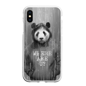 Чехол для iPhone XS Max матовый с принтом Панда в Белгороде, Силикон | Область печати: задняя сторона чехла, без боковых панелей | дождь | животные | капюшон | кофта | медведь | мишка | панда | природа | хипстер