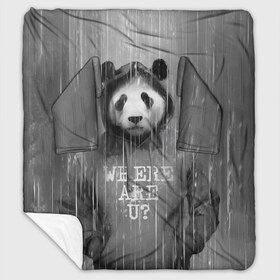 Плед с рукавами с принтом Панда в Белгороде, 100% полиэстер | Закругленные углы, все края обработаны. Ткань не мнется и не растягивается. Размер 170*145 | Тематика изображения на принте: дождь | животные | капюшон | кофта | медведь | мишка | панда | природа | хипстер