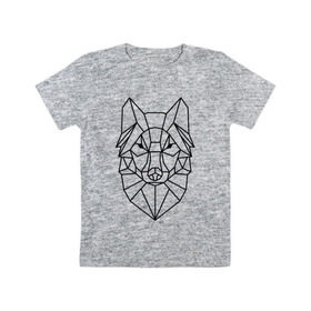 Детская футболка хлопок с принтом Полигональный волк в Белгороде, 100% хлопок | круглый вырез горловины, полуприлегающий силуэт, длина до линии бедер | wolf | волк | волчара | зверь | линии | полигон | полигональный волк | полигоны | тренд | хищник