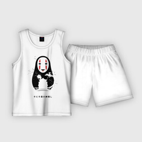 Детская пижама с шортами хлопок с принтом Купальни Абурая в Белгороде,  |  | Тематика изображения на принте: chihiro | haku | kaonashi | no face | sen | spirited away | безликий | каонаси | тихиро | унесенные призраками | хаку
