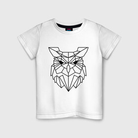 Детская футболка хлопок с принтом Полигональная сова в Белгороде, 100% хлопок | круглый вырез горловины, полуприлегающий силуэт, длина до линии бедер | owl | polygonal owl | геометрическая сова | геометрия | полигон | полигональная сова | полигоны | сова | совенок