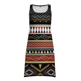 Платье-майка 3D с принтом Этническая африка в Белгороде, 100% полиэстер | полуприлегающий силуэт, широкие бретели, круглый вырез горловины, удлиненный подол сзади. | африка | африканские | народ | народные | текстуры | узор | этника | этнические | яркие узоры