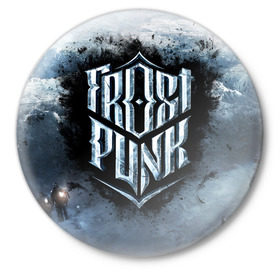 Значок с принтом Frostpunk в Белгороде,  металл | круглая форма, металлическая застежка в виде булавки | frostpunk | фростпанк