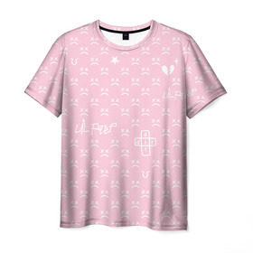 Мужская футболка 3D с принтом Lil Peep pink pattern в Белгороде, 100% полиэфир | прямой крой, круглый вырез горловины, длина до линии бедер | benz truck | girls | gustav ahr | heart | hip hop | lil | lil peep | look at the sky tonight | love | peep | rap | rose | лил | лилпип | паттерн | пип | рэп | хип хоп | эмо | эмо реп