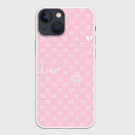 Чехол для iPhone 13 mini с принтом Lil Peep pink pattern в Белгороде,  |  | Тематика изображения на принте: benz truck | girls | gustav ahr | heart | hip hop | lil | lil peep | look at the sky tonight | love | peep | rap | rose | лил | лилпип | паттерн | пип | рэп | хип хоп | эмо | эмо реп