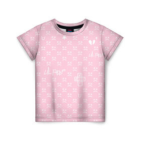 Детская футболка 3D с принтом Lil Peep pink pattern в Белгороде, 100% гипоаллергенный полиэфир | прямой крой, круглый вырез горловины, длина до линии бедер, чуть спущенное плечо, ткань немного тянется | benz truck | girls | gustav ahr | heart | hip hop | lil | lil peep | look at the sky tonight | love | peep | rap | rose | лил | лилпип | паттерн | пип | рэп | хип хоп | эмо | эмо реп