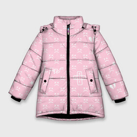 Зимняя куртка для девочек 3D с принтом Lil Peep pink pattern в Белгороде, ткань верха — 100% полиэстер; подклад — 100% полиэстер, утеплитель — 100% полиэстер. | длина ниже бедра, удлиненная спинка, воротник стойка и отстегивающийся капюшон. Есть боковые карманы с листочкой на кнопках, утяжки по низу изделия и внутренний карман на молнии. 

Предусмотрены светоотражающий принт на спинке, радужный светоотражающий элемент на пуллере молнии и на резинке для утяжки. | benz truck | girls | gustav ahr | heart | hip hop | lil | lil peep | look at the sky tonight | love | peep | rap | rose | лил | лилпип | паттерн | пип | рэп | хип хоп | эмо | эмо реп