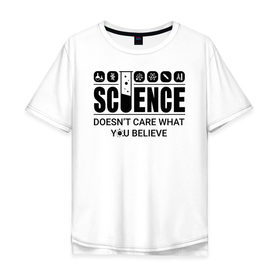 Мужская футболка хлопок Oversize с принтом Science (light) в Белгороде, 100% хлопок | свободный крой, круглый ворот, “спинка” длиннее передней части | science | атом | днк | измерение | исследование | медицина | микроскоп | наука | опыт | пробирка | студент | учёные
