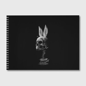 Альбом для рисования с принтом Зая в Белгороде, 100% бумага
 | матовая бумага, плотность 200 мг. | Тематика изображения на принте: бабочки | животные | зая | заяц | кости | кролик | череп | черно белый | черное и белое