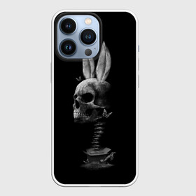 Чехол для iPhone 13 Pro с принтом Зая в Белгороде,  |  | бабочки | животные | зая | заяц | кости | кролик | череп | черно белый | черное и белое